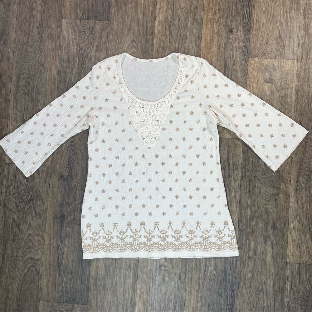 New Without Tags 100% Cotton Bohemian & Crochet Blouse